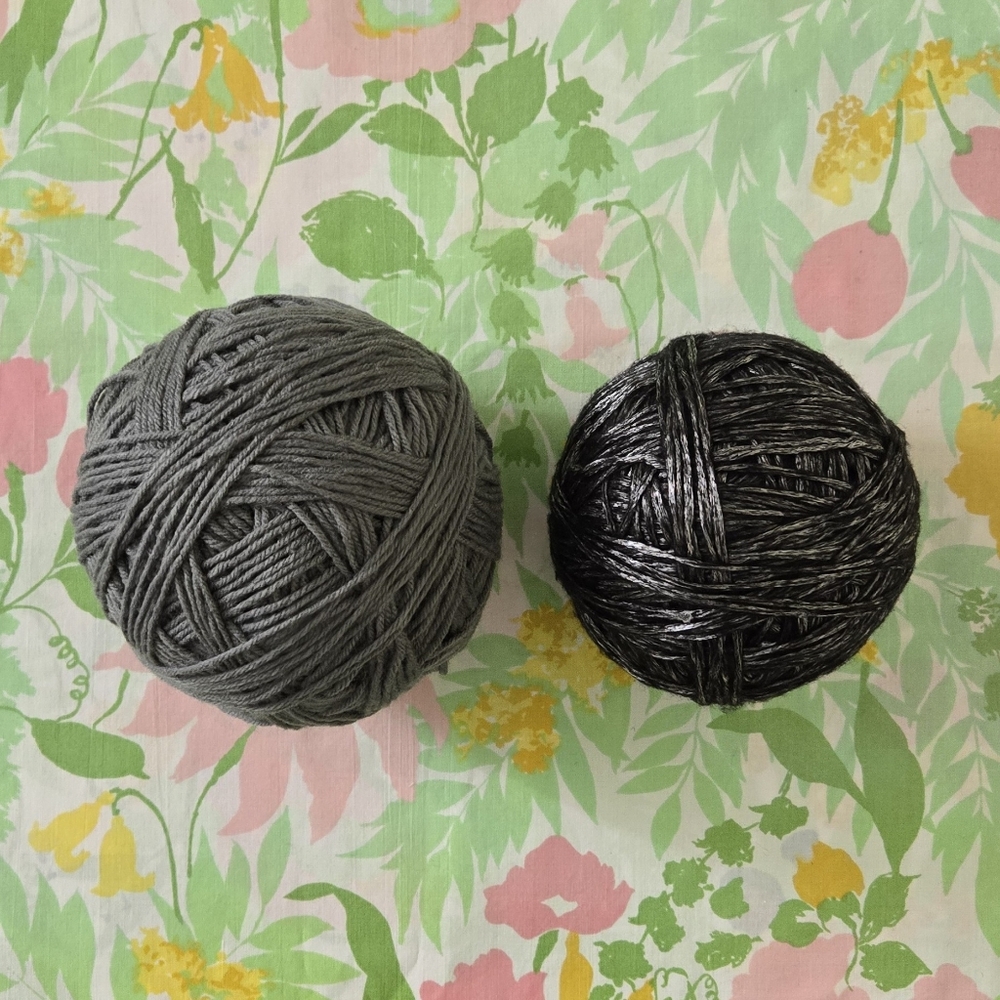 Acrylic Yarn Balls Gray And Silver Lot Of 2